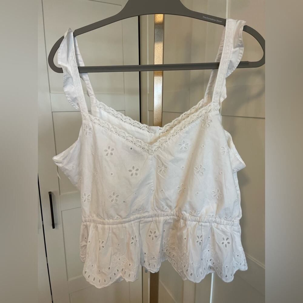 NWOT: Paige Marsa Eyelet Embroidered Sleeveless Top 100% Cotton White Size 12 - Picture 3 of 6